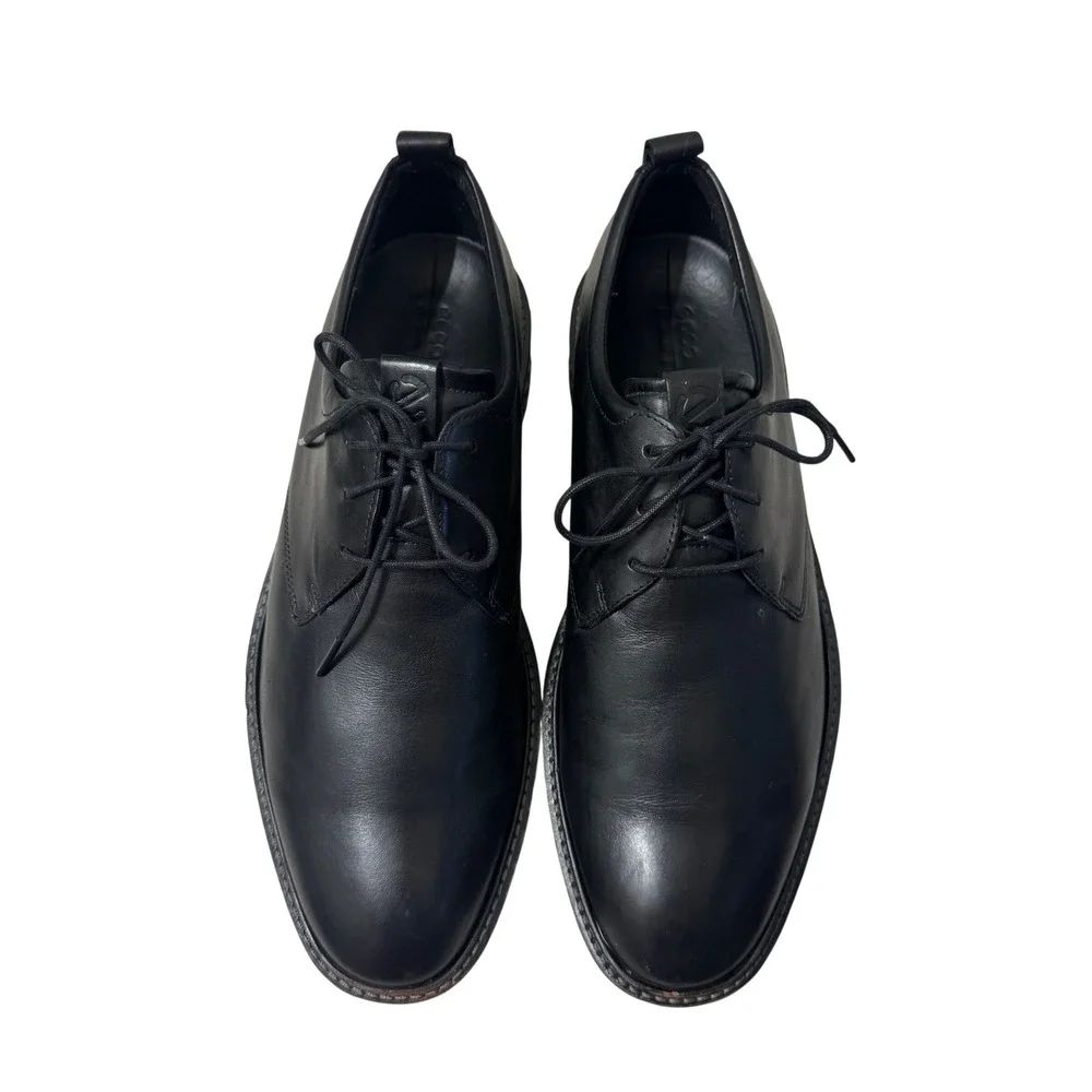 ECCO ST.1 Hybrid Plain Toe Oxford Mens 11-11.5 Black Leather Excellent 836404